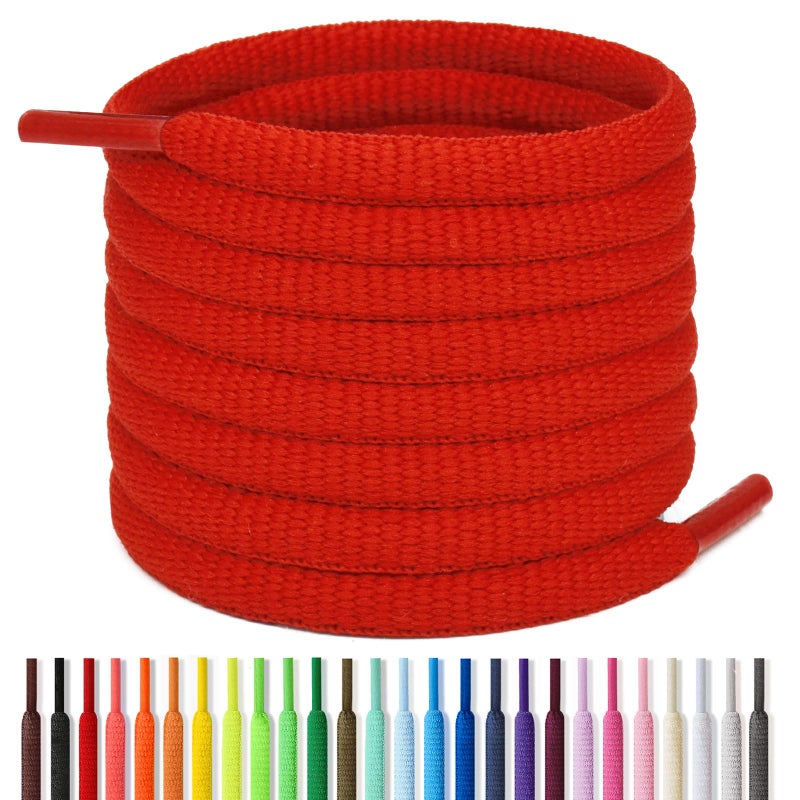 Handshop Half Round Shoelaces 1/4" - Oval Shoe Laces Replacements For Sneakers and Athletic Shoes Sports Red 45.3 inch (115cm) - Image 1
